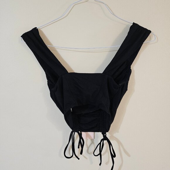 Oh Polly Black Crop Top - Size 0 - Picture 2 of 6